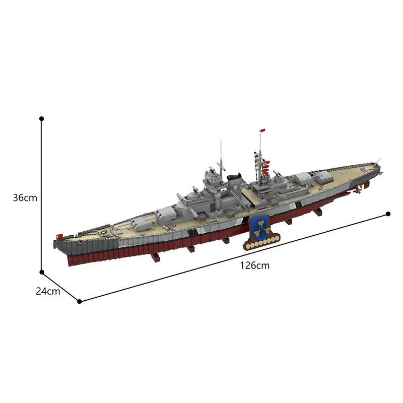 MOC German Battleship Bismarck Building Block Assembly Model MOC-84840 Brick Toy Family and Friends Holiday Gift