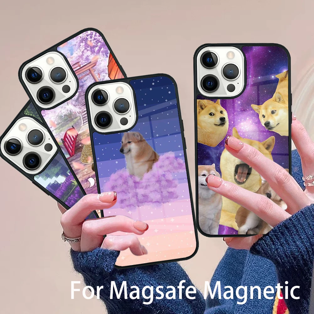 

Dog Animal Phone Case Magesafe Magnetic Wireless Charge Cover For IPhone 16 11 12 13 14 15 Pro Max Plus Mini