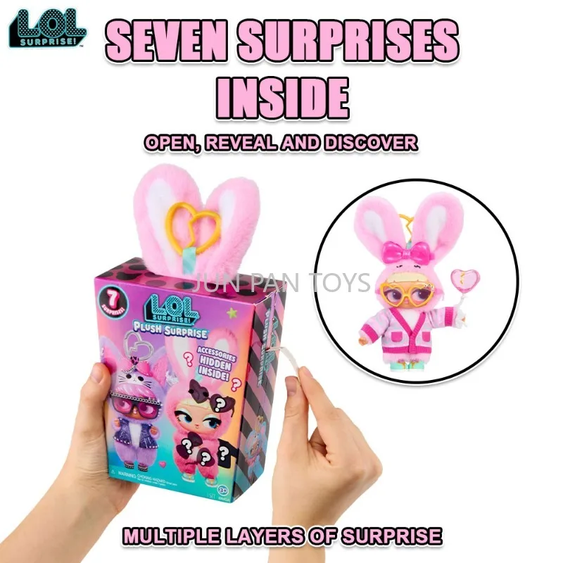 Original LOL Surprise Plush Blind Box Doll K Pop Stuffed Animal Toy 7 Layers Hidden Fashions Accessories Heart Keychain Gift Toy