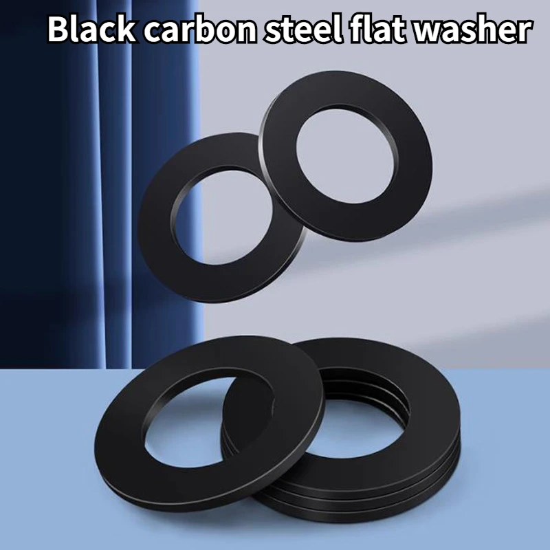 5-100pcs M2 M2.5M3 M4 M5 M6 M8 M10 M12 M14 M16 M20 Black Carbon Steel Plus Thickened Flat Washer Meson Gasket