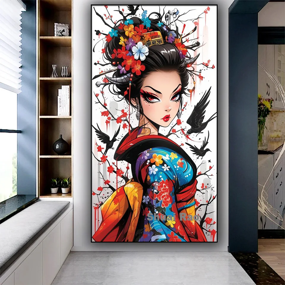 Japanese Geisha Woman Diy Diamond Painting New 2024 Handicraft Halloween Gift Cross Stitch Mosaic Diamond Embroidery Home Decor