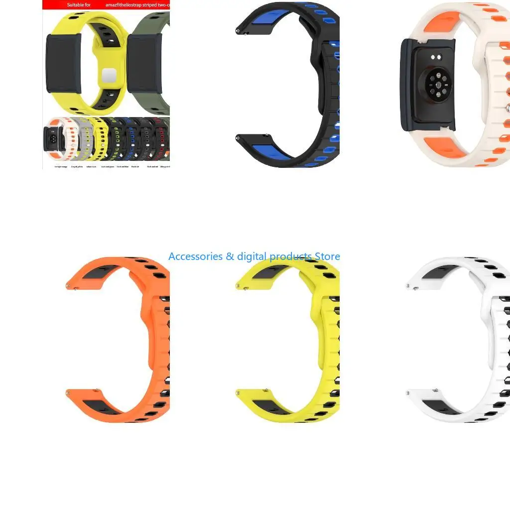 77JD Watch Band Breathable Silicone Belt Replacement Flexible Straps Quick Release Sweatproof Belt for Helio Straps