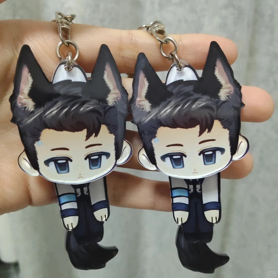 Anime porte-clés femmes Detroit devenir humain ‌   Porte-clés en acrylique pour homme Wag Its Tail, pendentif, accessoires d'ornement, cadeau pour ami