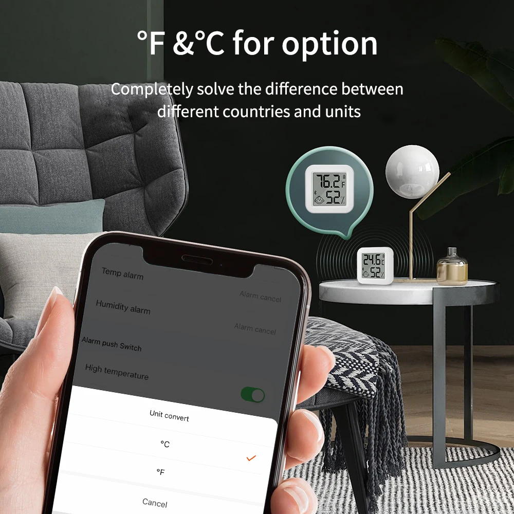 Mini higrómetro eléctrico inteligente con Bluetooth, Sensor de temperatura y humedad, termómetro LCD, aplicación de Control remoto para el hogar,