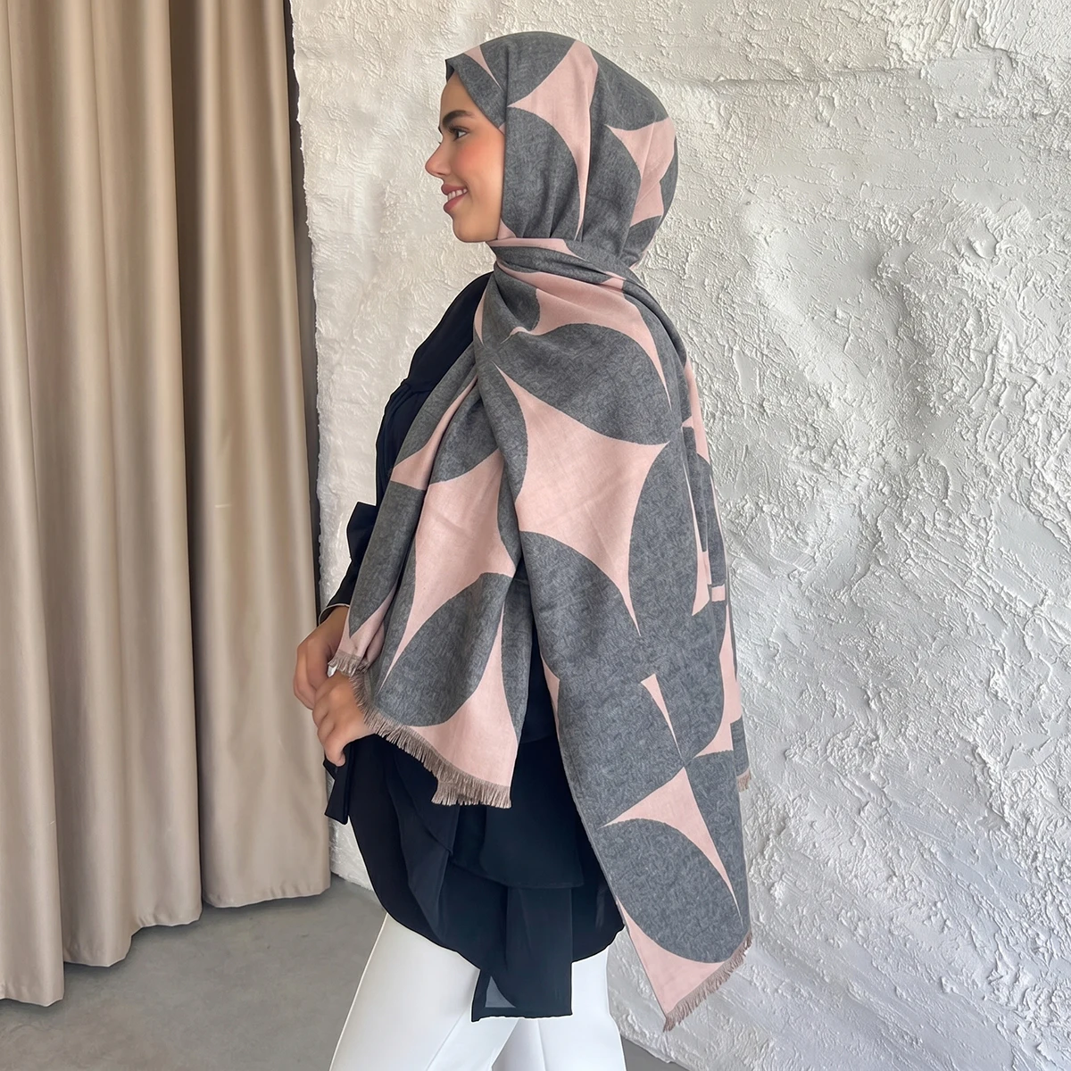 Street Fashion Hijab - Modischer Acryl-Winter-Hijab, Dicker Warmer Schal mit