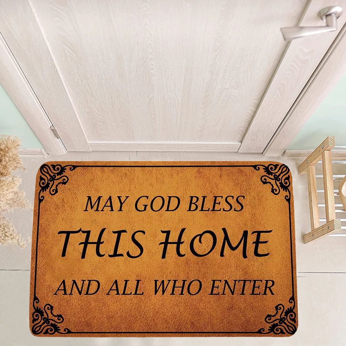 

Doormat - Rectangular, Machine Washable, Tufted Polyester Mat with Decorative Border, Perfect for Indoor/Outdoor Entrances