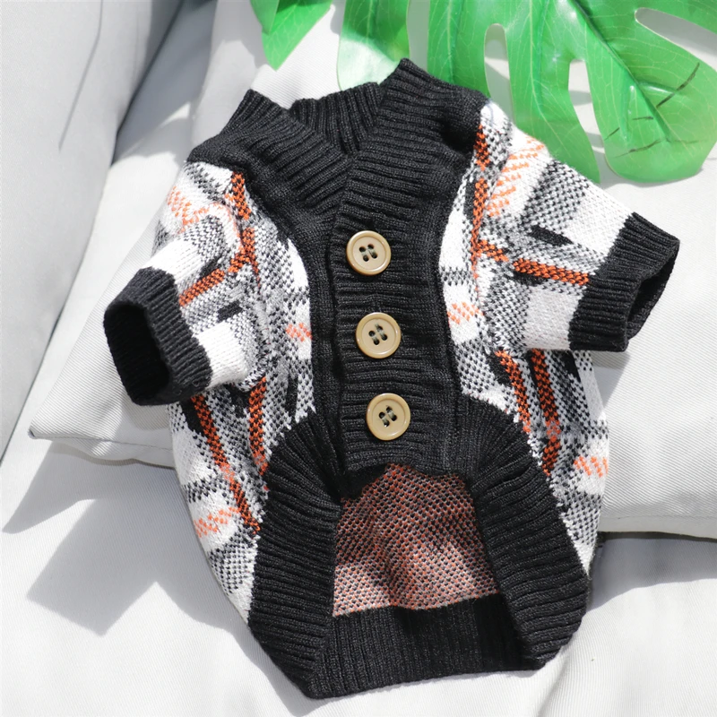 Dog Clothes for Small Dogs Pet Dog Sweater Coat Chihuahua French Bulldog Clothing Stripe Print Luxury Cardigan Knitted Sweater