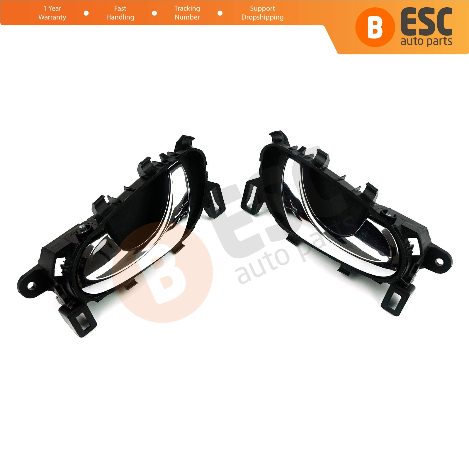 For Nissan Qashqai J11 2014-2022 EDP1104 Car Inner Interior Door Handle Opener Chrome Plastic Left Right Set 80671-4EA0B 80670