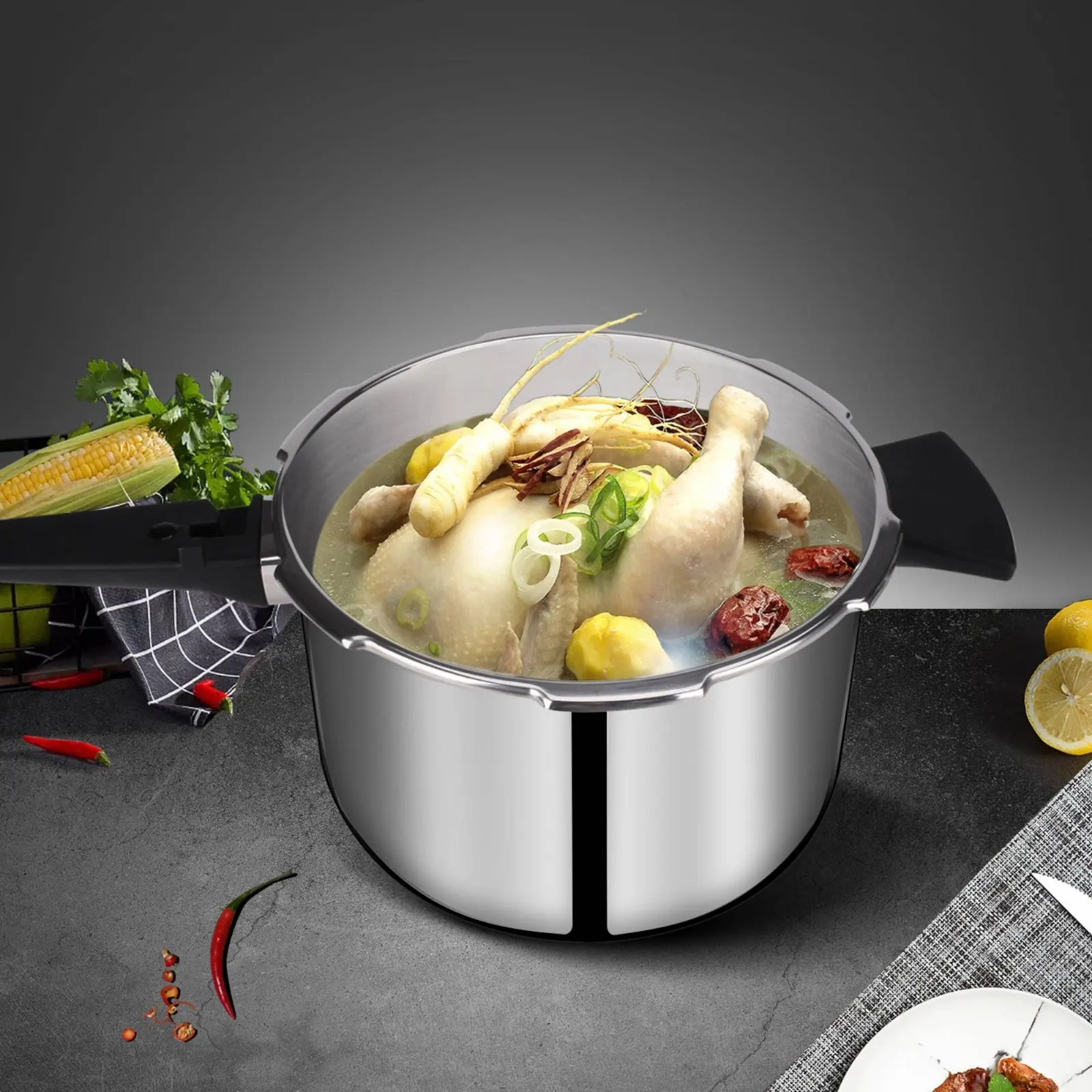 

304 Stainless Pressure Cooker Burst-Proof Proof Stainless Steel Pressure Cooker Cookware Fast Cooking Energy Saving for Home