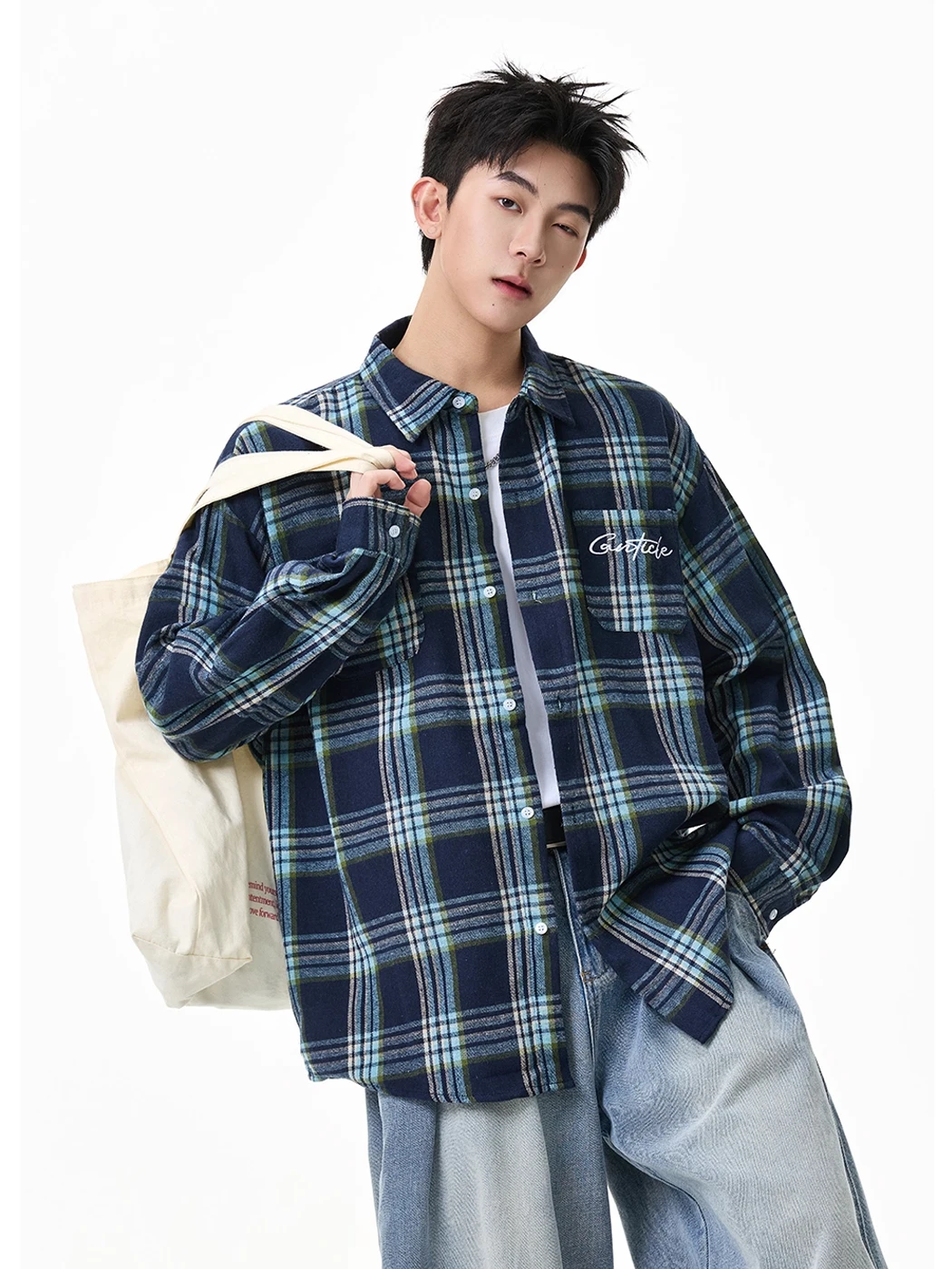 

Мужская удлиненная куртка в стиле ретро с вышивкой и клетчатым узором, осенняя, в стиле американского Западного побережья, с цветными блоками, повседневная, модная верхняя одежда