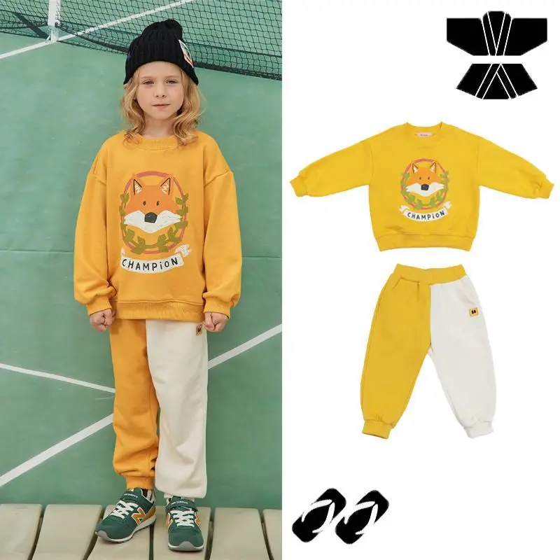 

Jenny&Dave Spot 2023 Autumn New Children's Nordic Edition Two Piece Set of Cute Fox Printed Guards and Pants for Children