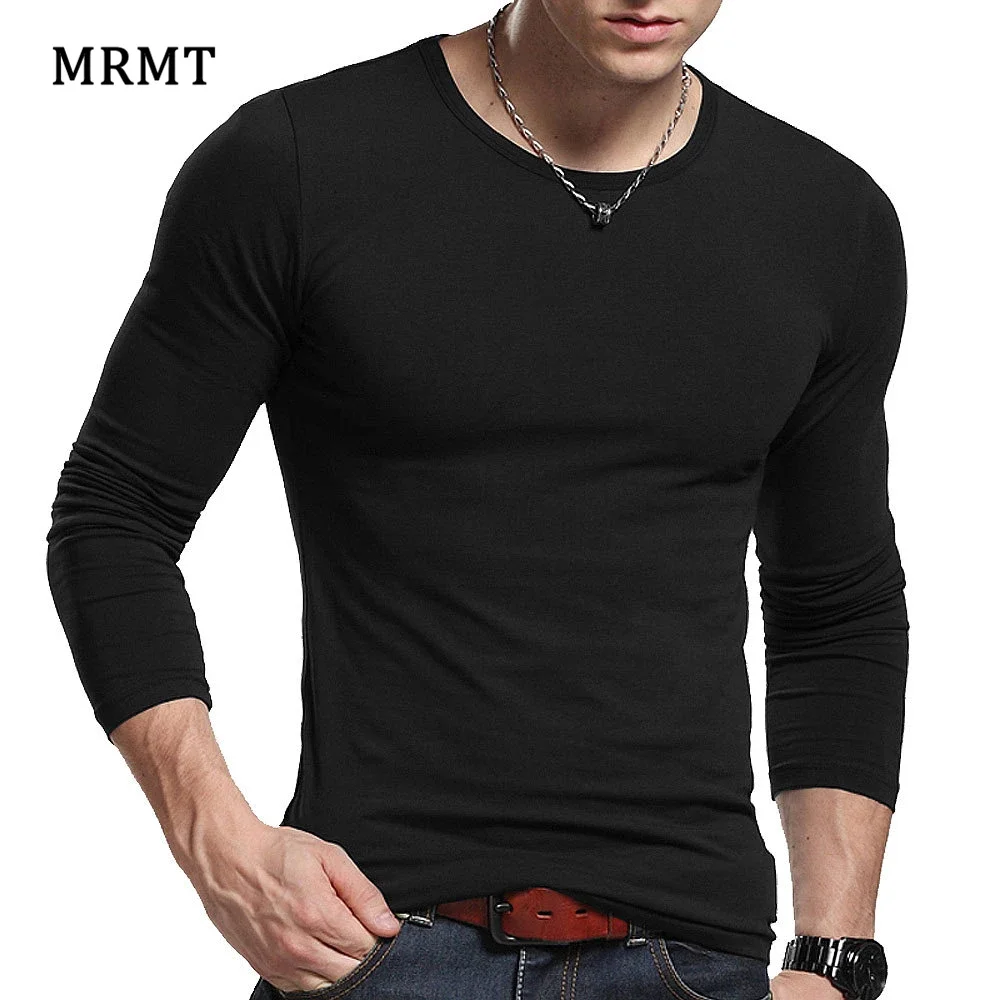 2024 MRMT Men\'s autumn long sleeved T-shirt round collar slim cotton shirt solid color T-shirt