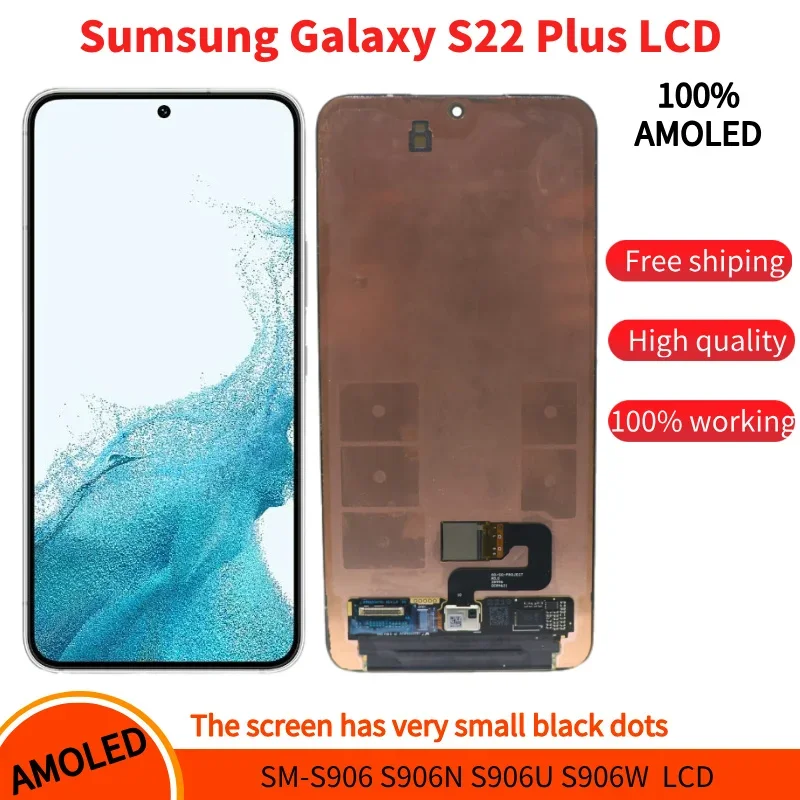 

AMOLED s22 Plus Display For Samsung Galaxy S22 Plus 5G Lcd S906U S906F S906B/DS Super AMOLED Touch Screen Digitizer Assembly