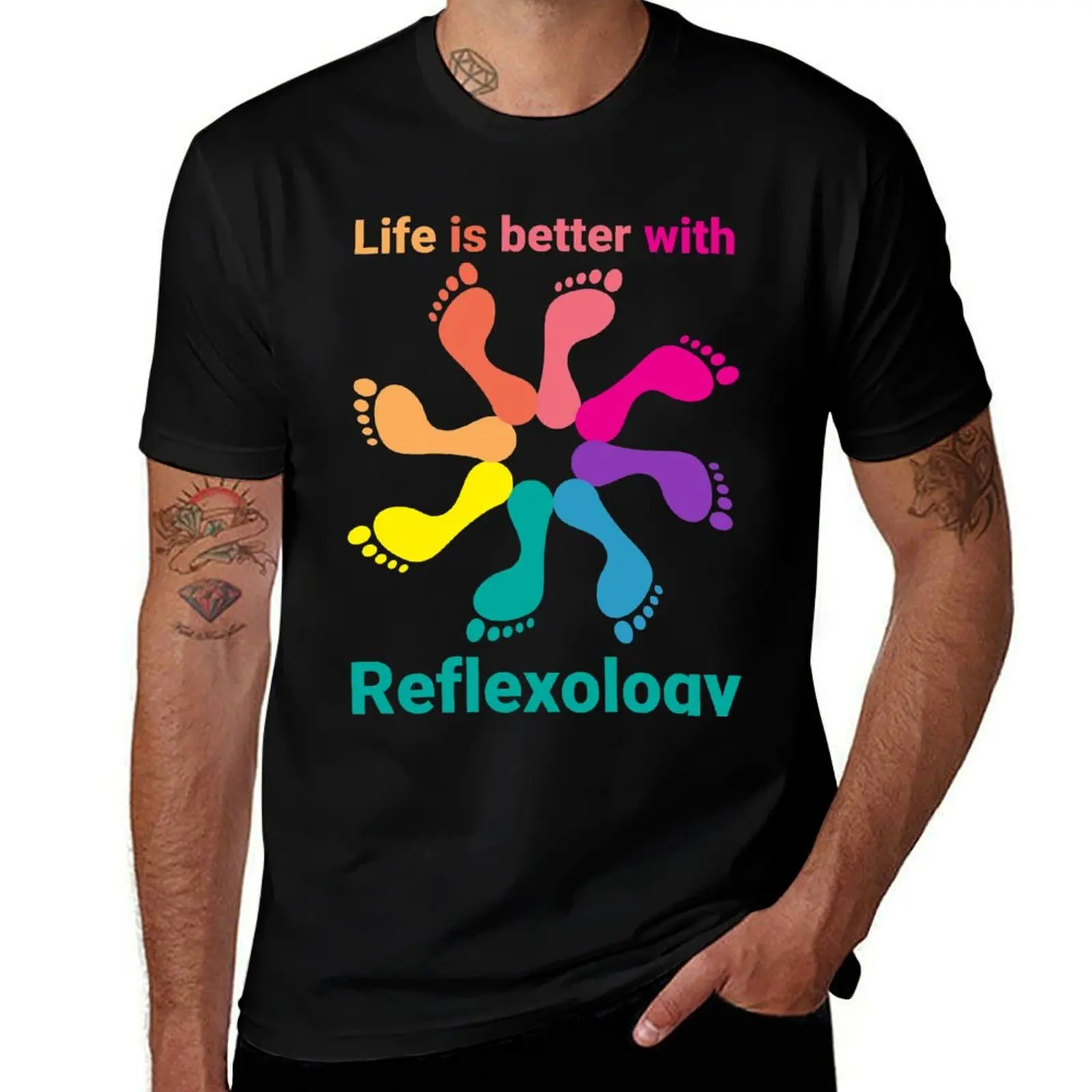 

Life is better with reflexology - pinwheel T-Shirt Casual Pattern Print Tee Shirt