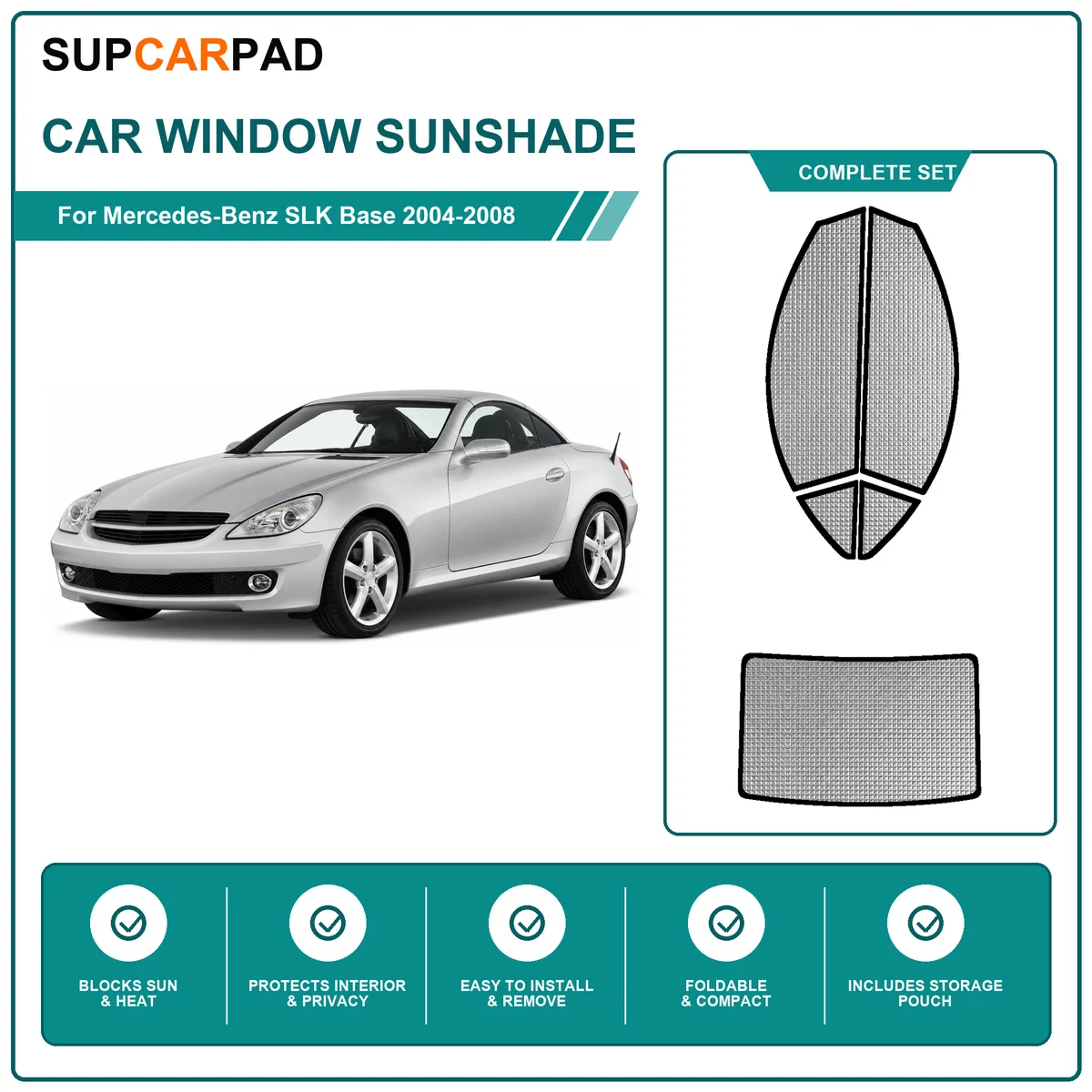 For Mercedes-Benz SLK Base 2004-2008 Full Set Car Window Sunshades UV Block Privacy Heat Insulated Foldable Car Curtain