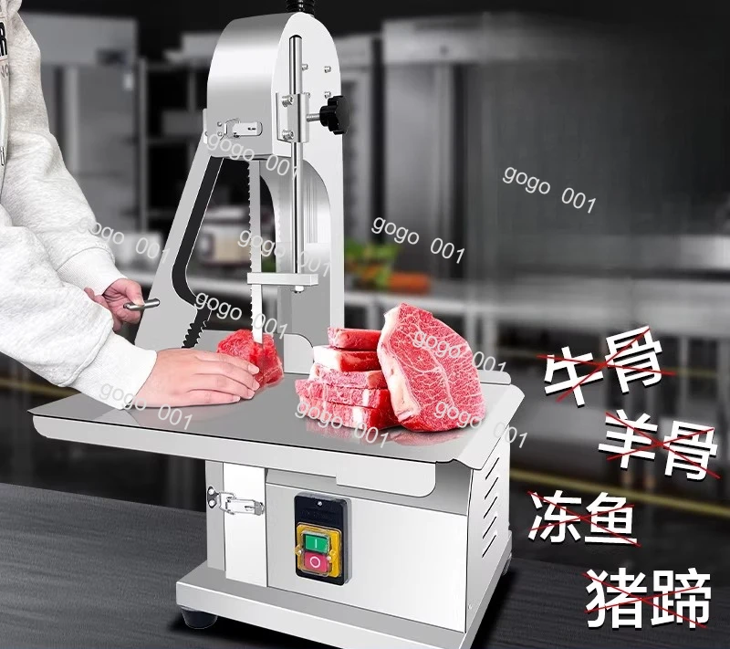 Automatic Meat Bone Cutting Machine Multi-Function, Adjustable Cutting Thickness for Beef Ribs Pork Hocks