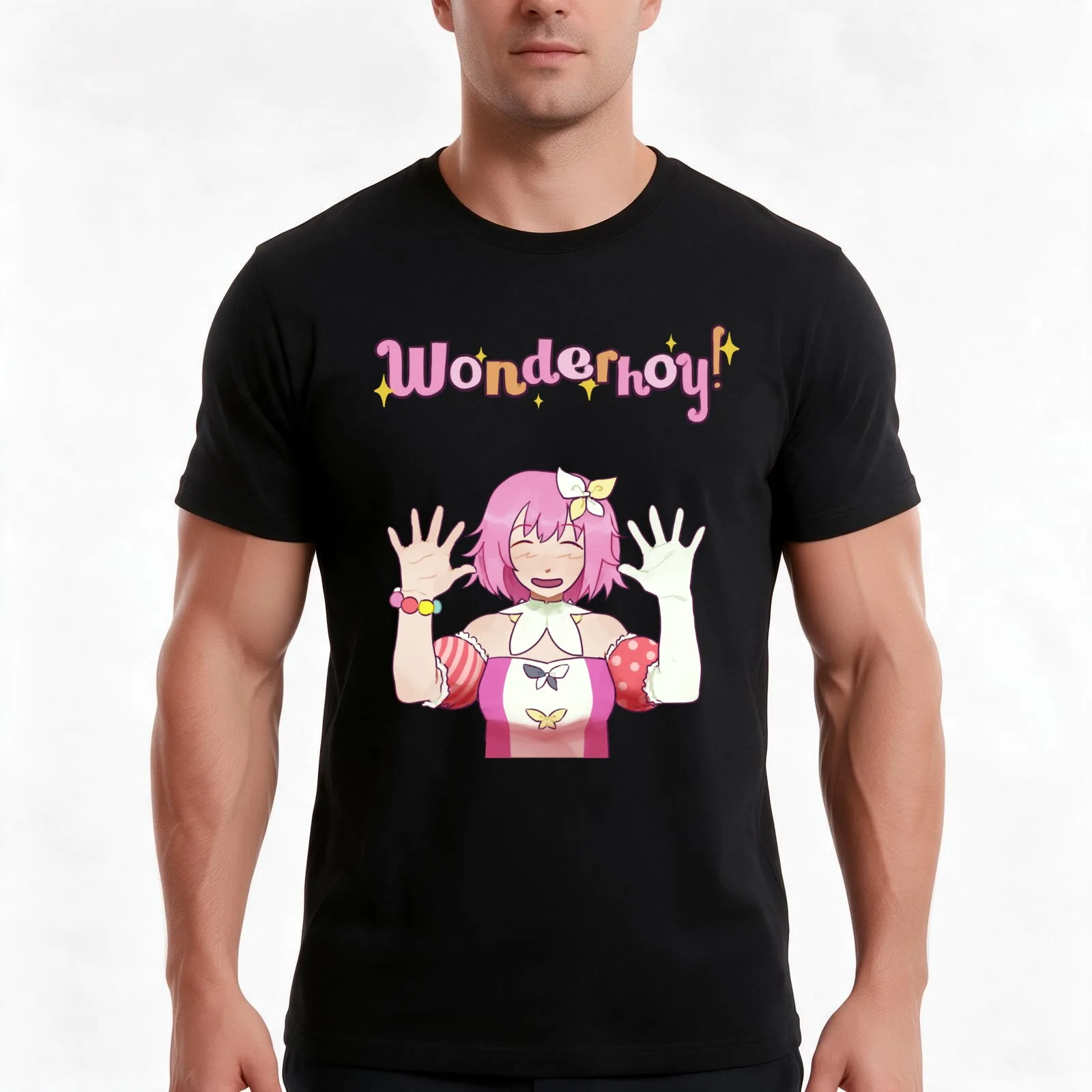 mu Otori WONDERHOY - Wonderland x Showtime T-Shirt, Summer Casual Cotton Tee, Oversized Streetwear Tops, Vintage Graphic Print