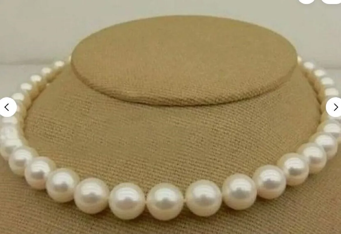 

Huge AAA+11-12MM SOUTH SEA NATURAL White PEARL NECKLACE 18" 14Kp GOLD CLASP