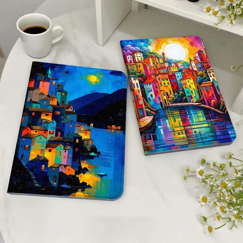 

Colorful River Town View Tablet Case For Samsung Galaxy Tab S7 S8 S9 S10 FE Lite Gift