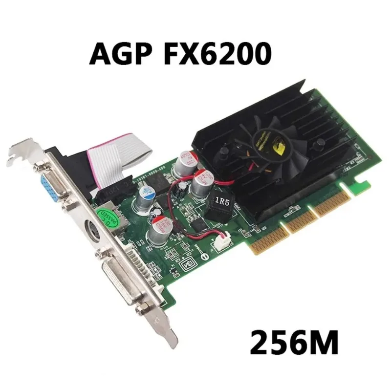 for NEW FX6200 AGP DDR2 256M 512M GRAPH Card Compatible with 4x 8x AGP DDR2, VGA + S, DVI, 64 bits graphics card