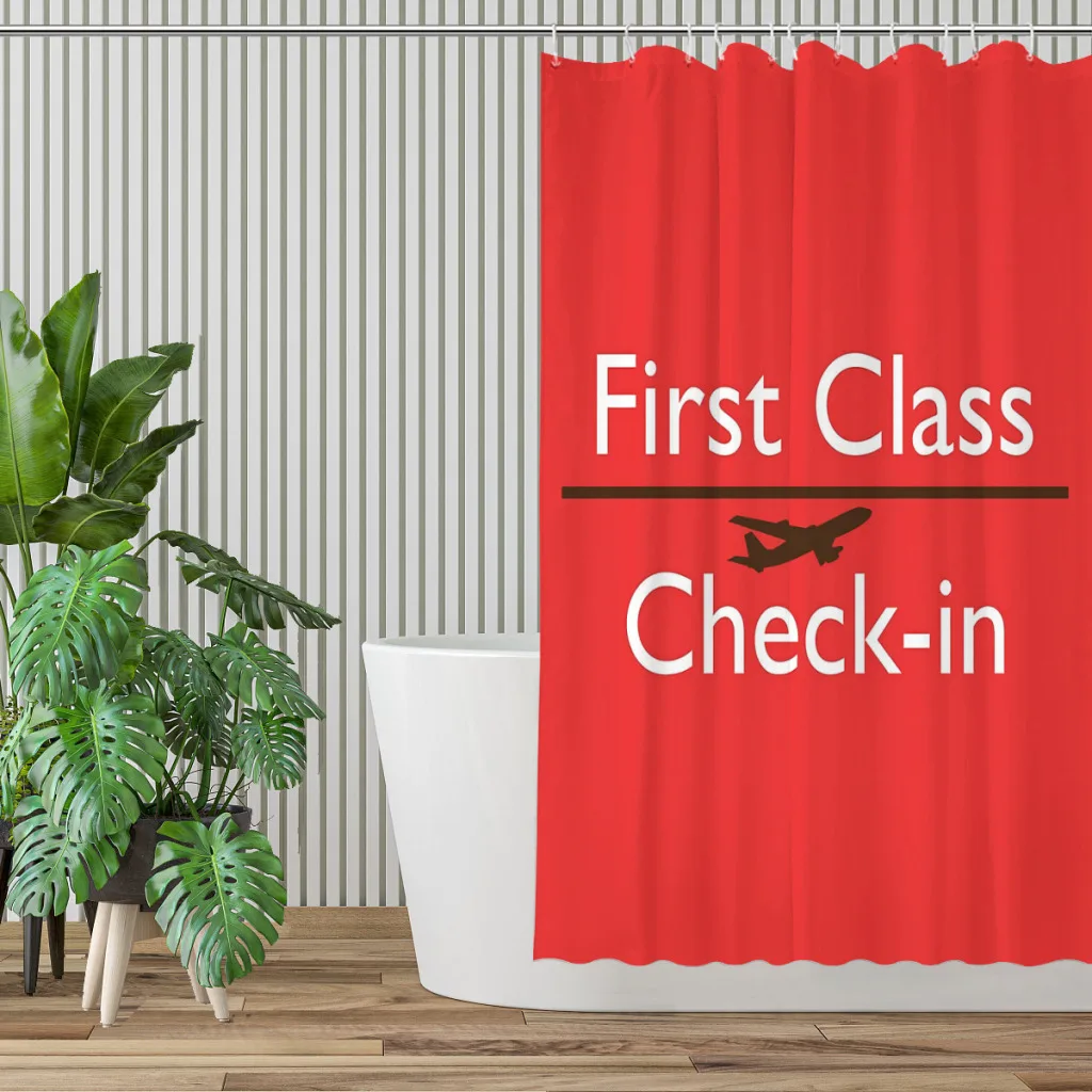 FIRST CLASS Check-in Bathroom Shower Curtains Aircraft Airport Waterproof Partition Curtain Designed Home Decor Accessories