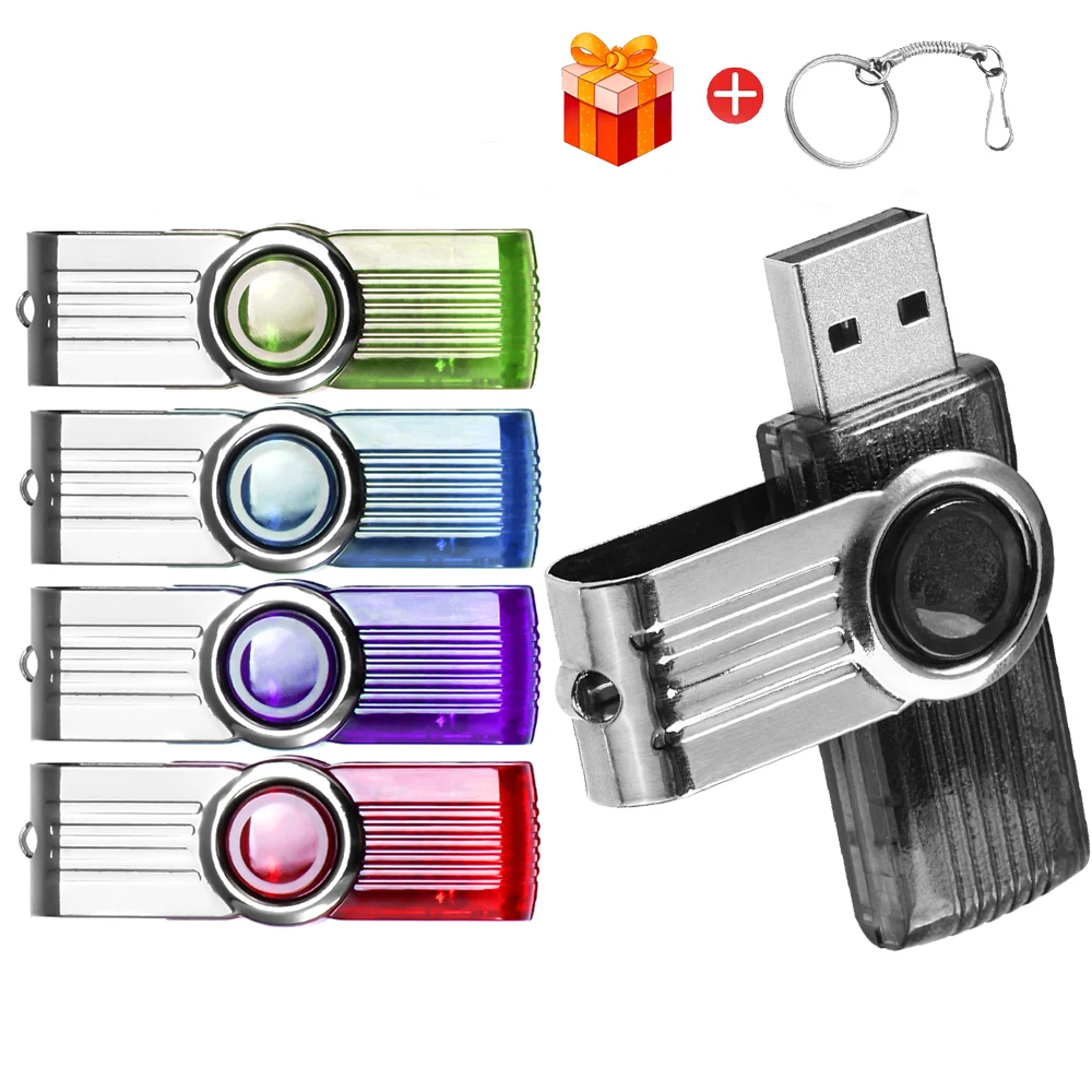 

Hot Sale Colorful Rotatable USB Flash Drive 128GB Memory Stick 64GB Free Keychain Pen Drive 32GB High Speed ​​USB Flash Drive