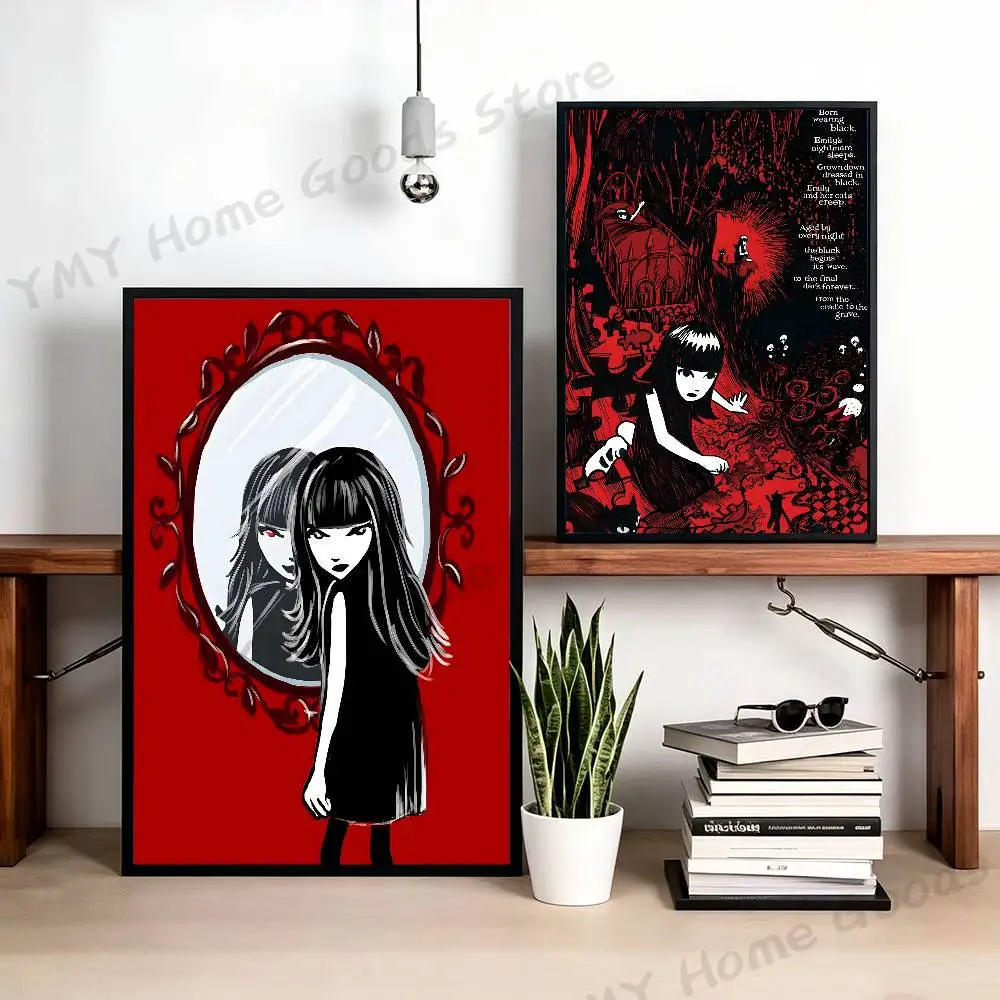 Cute E-Emily the Strange Poster Sticker Classic Art Painting for Home Bedroom Cafe Office Wall Decor
