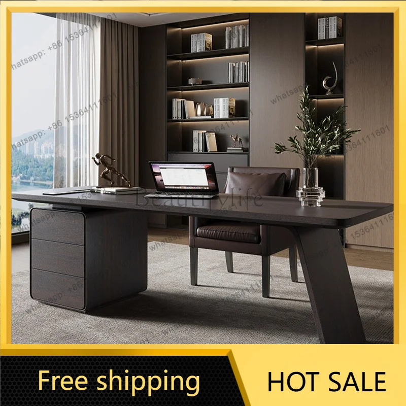 XX. Italian light luxury designer high-end desk home living room study solid wood desk