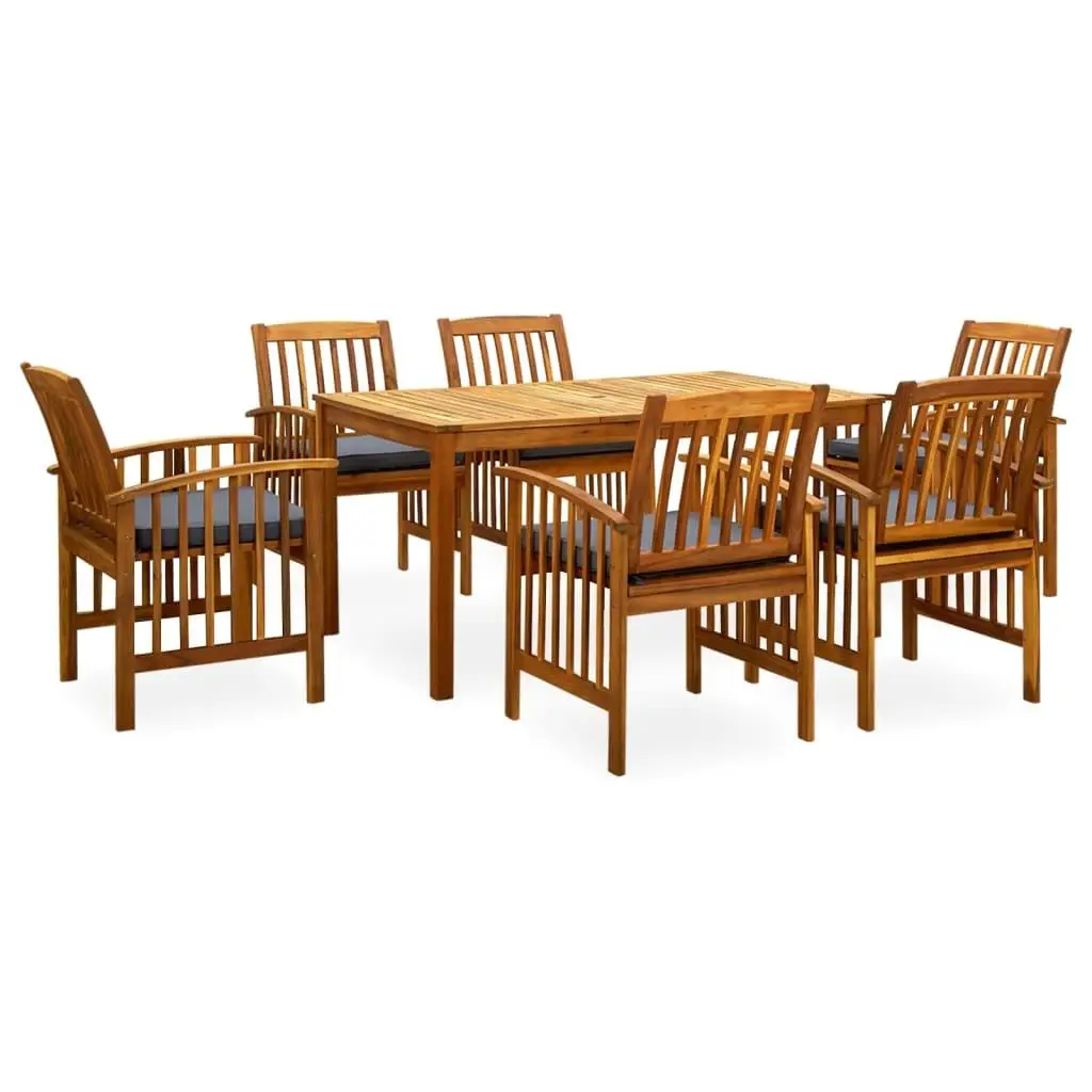 

Natural Wood Garden Dining Set with Dark Grey Cushions Outdoor Furniture