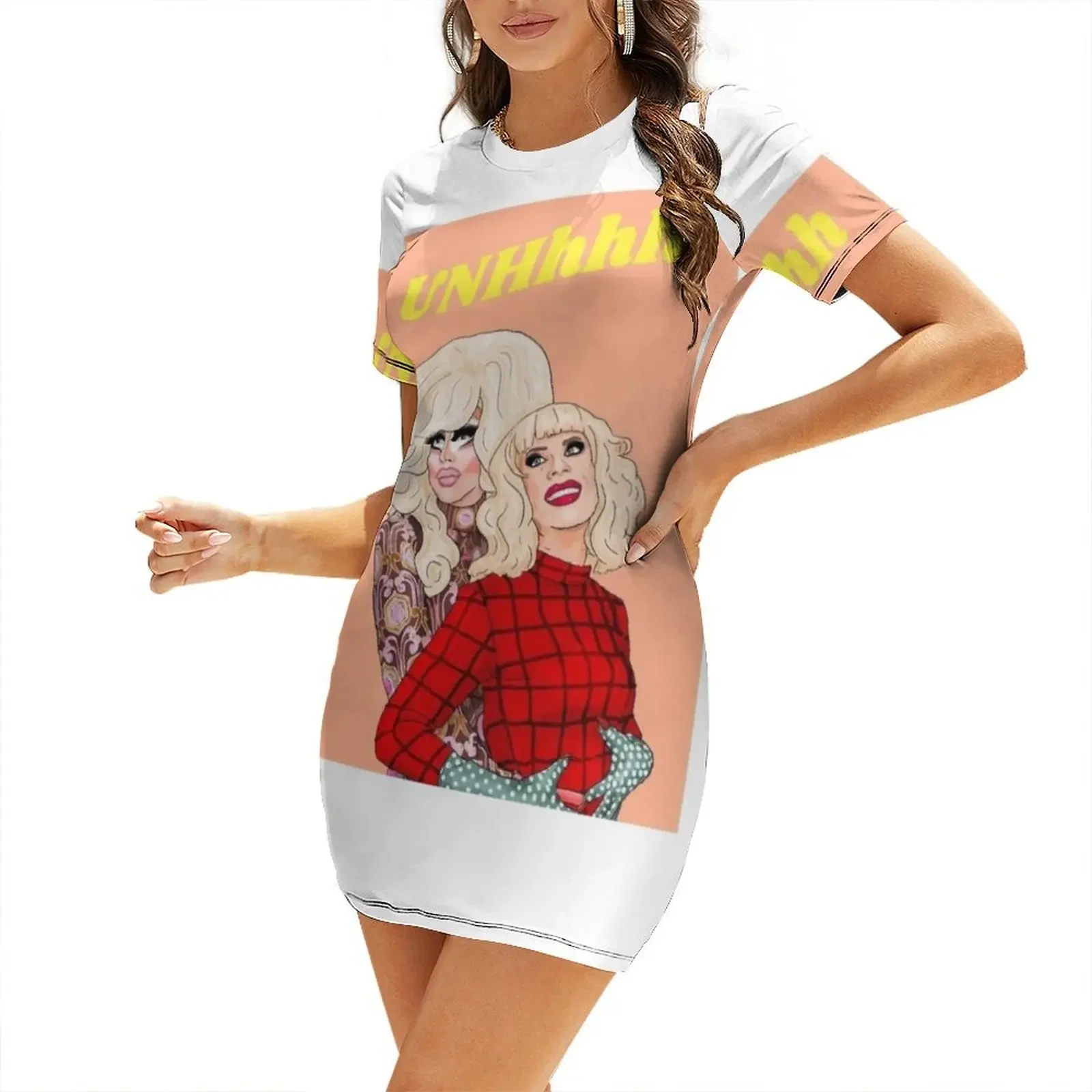 

Trixie and Katya Short-Sleeved Dress dress party night evening dress women's clothing summer 2025 novelties