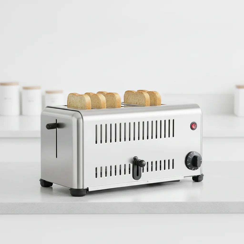 

6 Slice Commercial Toaster 1680W High Power 1-5min Timing Stainless Steel Electric Toaster 4/6PCS Adjustable Bread Toaster for Home Restaurant Bakery