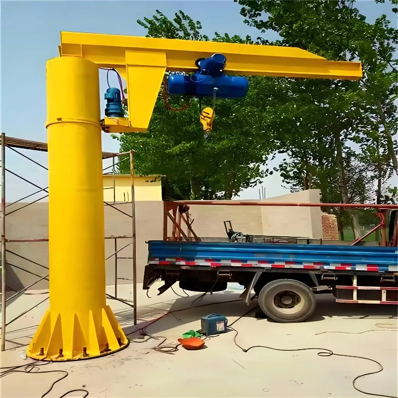 360 Degree Slewing Cantilever Jib Crane, Portable Column Cantilever Crane with Wireless Remote Control for Workshop Construction