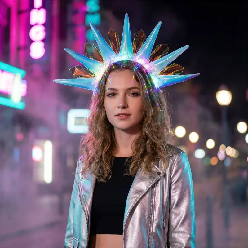 1-20pcs Creative Holographic Foil Glow Headband for Christmas Halloween Party Costume Decoration Accessory Home Celebration