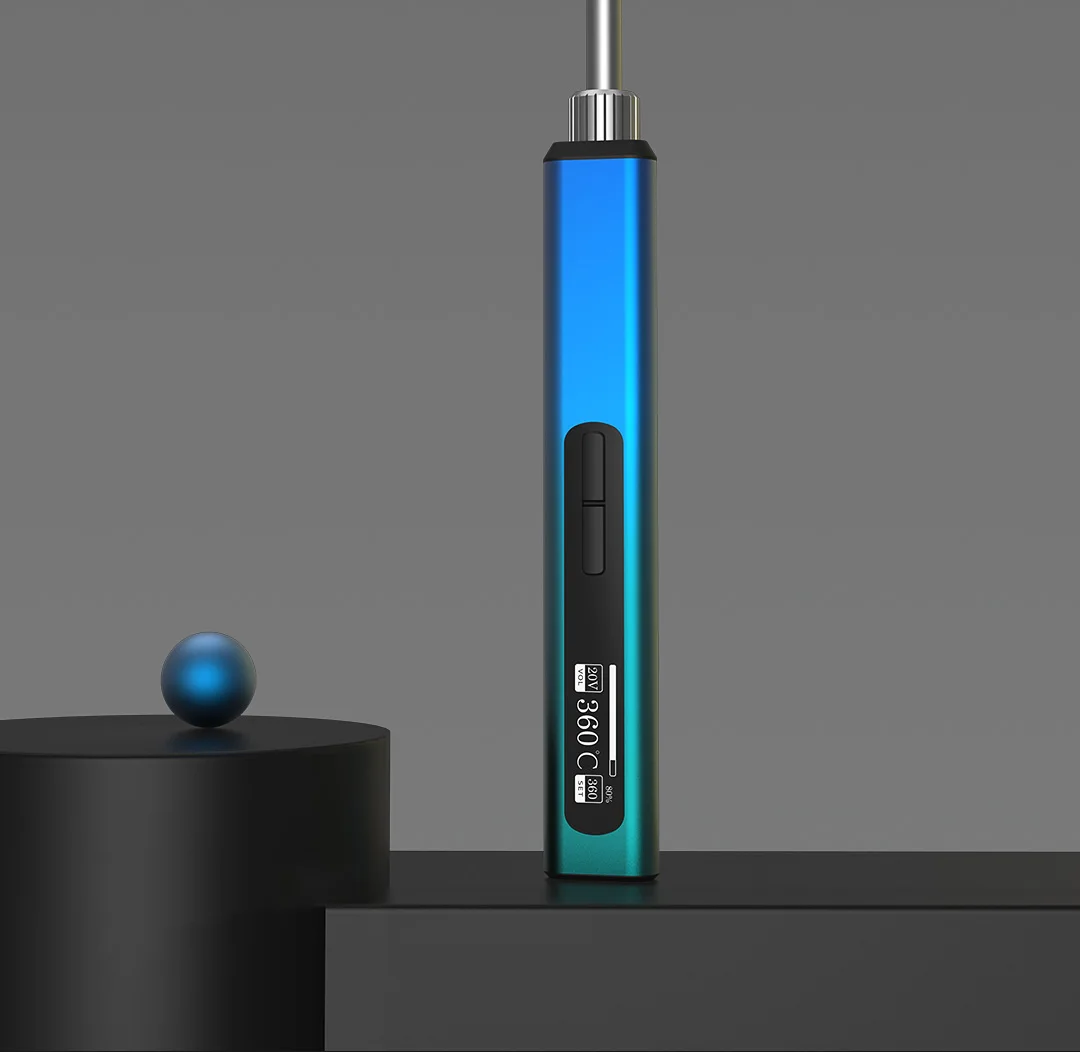 

2025RGS65 65W Intelligent Smart Type C Electric Soldering Iron Pencil Aluminium Alloy Body OLED Display Temperature Controlled