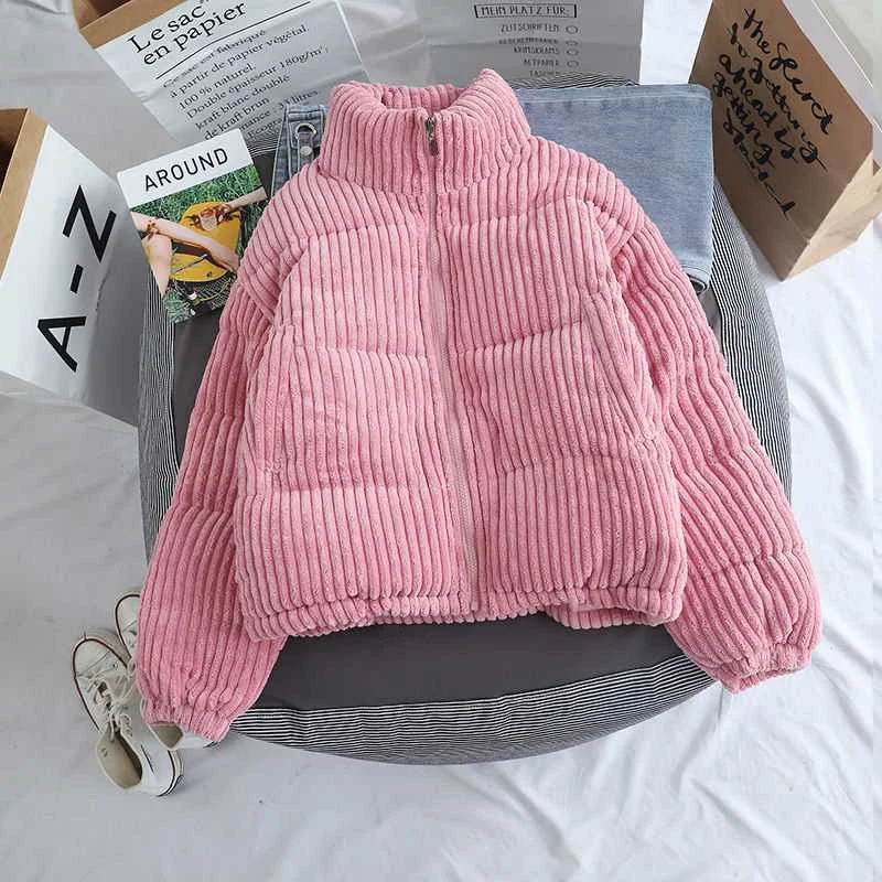 Winter Corduroy Short Cotton Jacket for Female Students Loose Thickened Warm Cotton Jacket for Coat Cotton Jacket