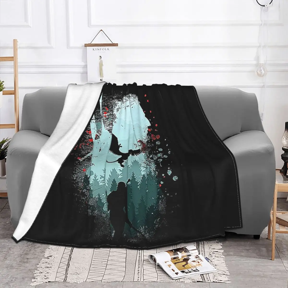 HOD Silent Hunter Throw Blanket Ultra-Soft Micro Fleece Blanket Black Flannel Blanket