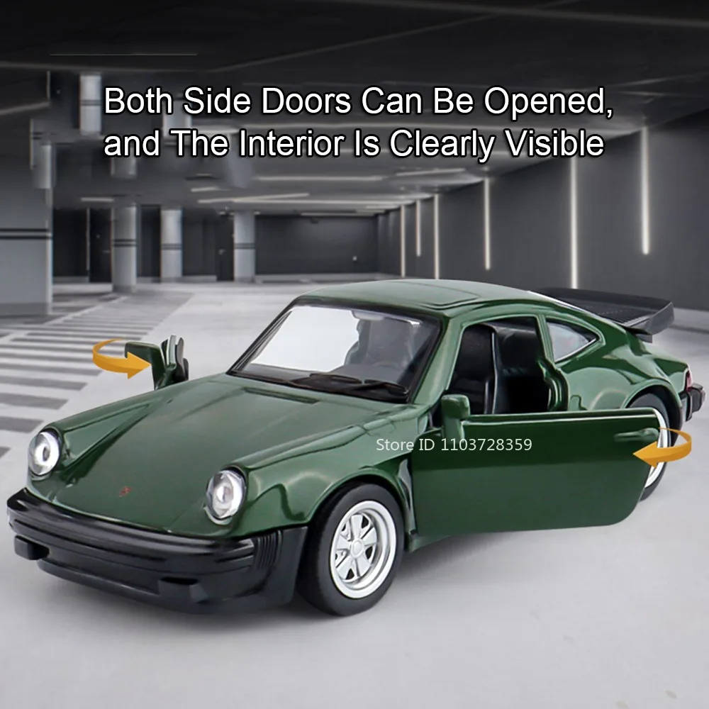 1:36 Porsche 911 Turbo 1978 Model Toy Cars Alloy Diecast AE86 Miniature Vehicles Doors Opened Pull Back Exquisite Interior Gifts