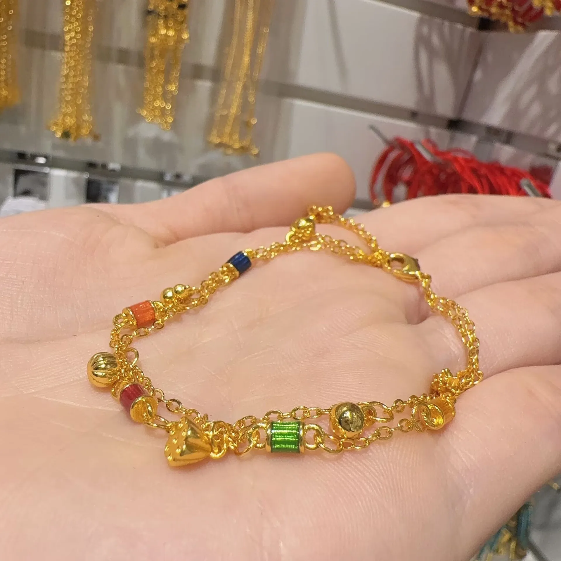 

Authentic Gold Plating Strong Retention Ancient Method Sand China Chic Design Sense Outing Female Enamel Color Craft Girls Gift