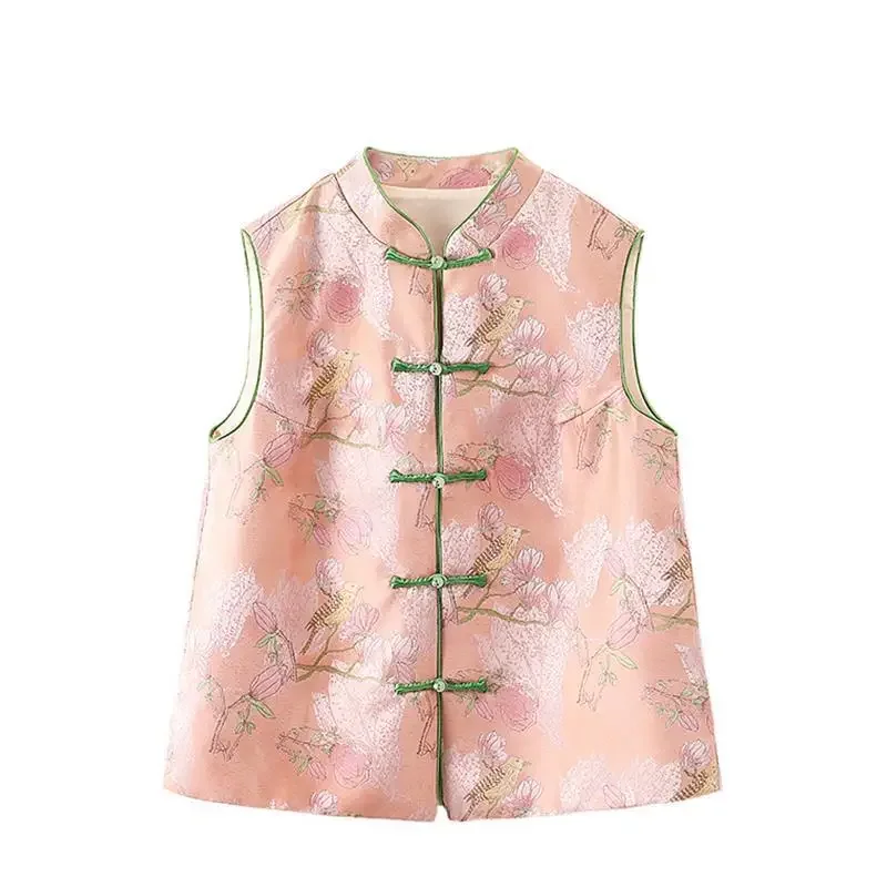 

Chinese Style Cheongsam Vest Autumn New Retro Vest Tang Suit Improved Hanfu Ladies and Girls