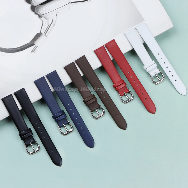 حقيقية رقيقة جدا حزام من الجلد 6 مللي متر 8 مللي متر 10 مللي متر 12 مللي متر 13 مللي متر 14 مللي متر 15 مللي متر 16 مللي متر 17 مللي متر حزام الساعات مقاوم للماء الرياضة سوار العالمي الفرقة