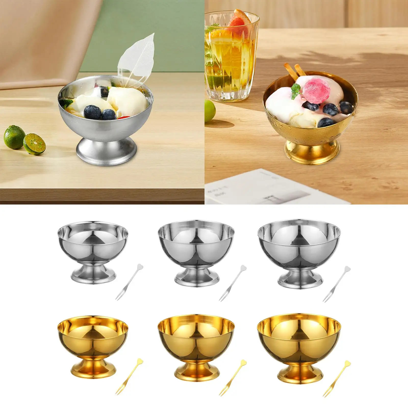 

Stainless Steel Ice Cream Cup Dessert Sorbet Bowl for Kitchen Pub Home