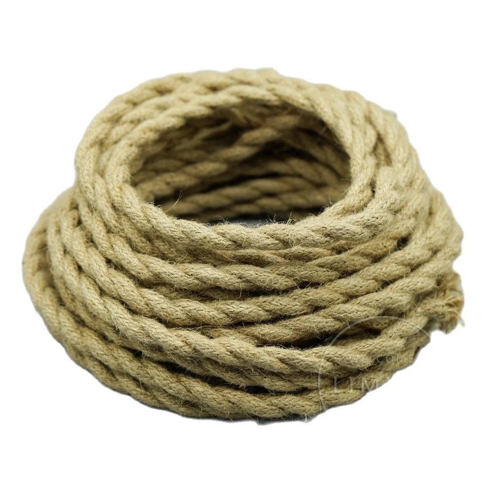 2*0.75MM Vintage Rope Woven Electrical Wire Twisted Cable Hemp Textile Electric Cord Pendant Lamp Wire Vintage Braided Fabric