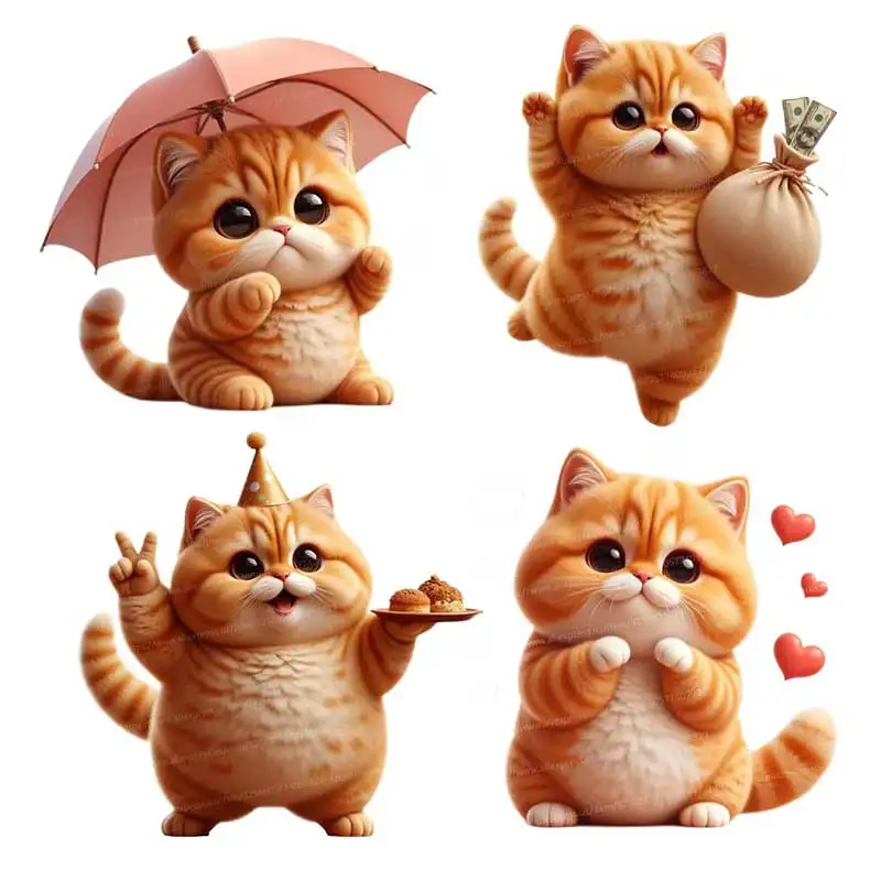 Cute Orange Cat Wall Stickers Living Room Sofa Background Decoration Wallpaper For Home Decor Kids room Art Decals Sticker S611
