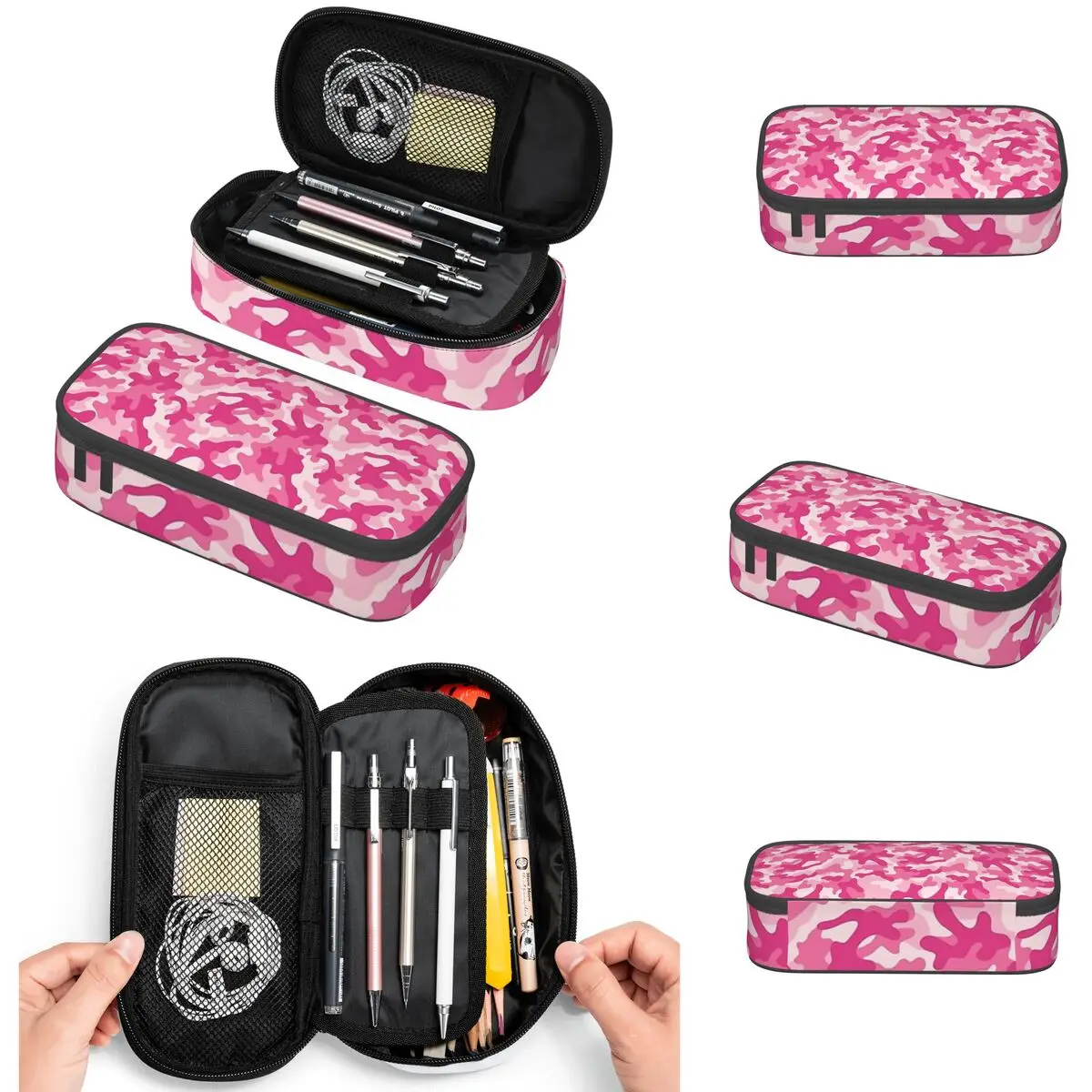 Pink Camouflage Military Pencil Cases Large Storage Pen Bags Pen Box Pencil Pouch For Boys Girls Students Stationery School