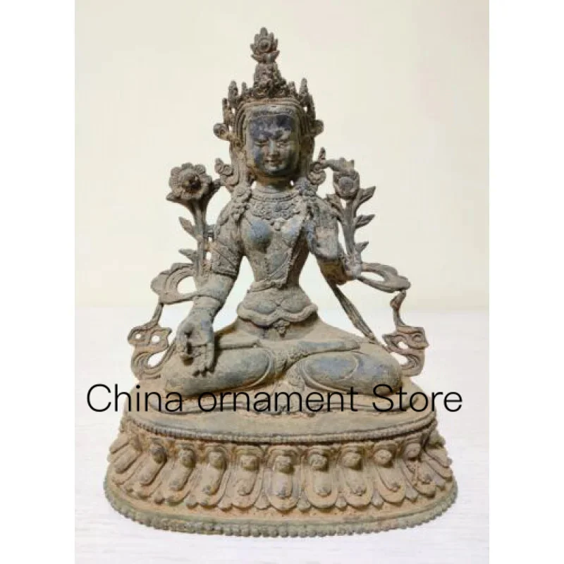 

Antique White Tara Buddha Statue Bronze Sculpture from Tibet Bada Old Statue