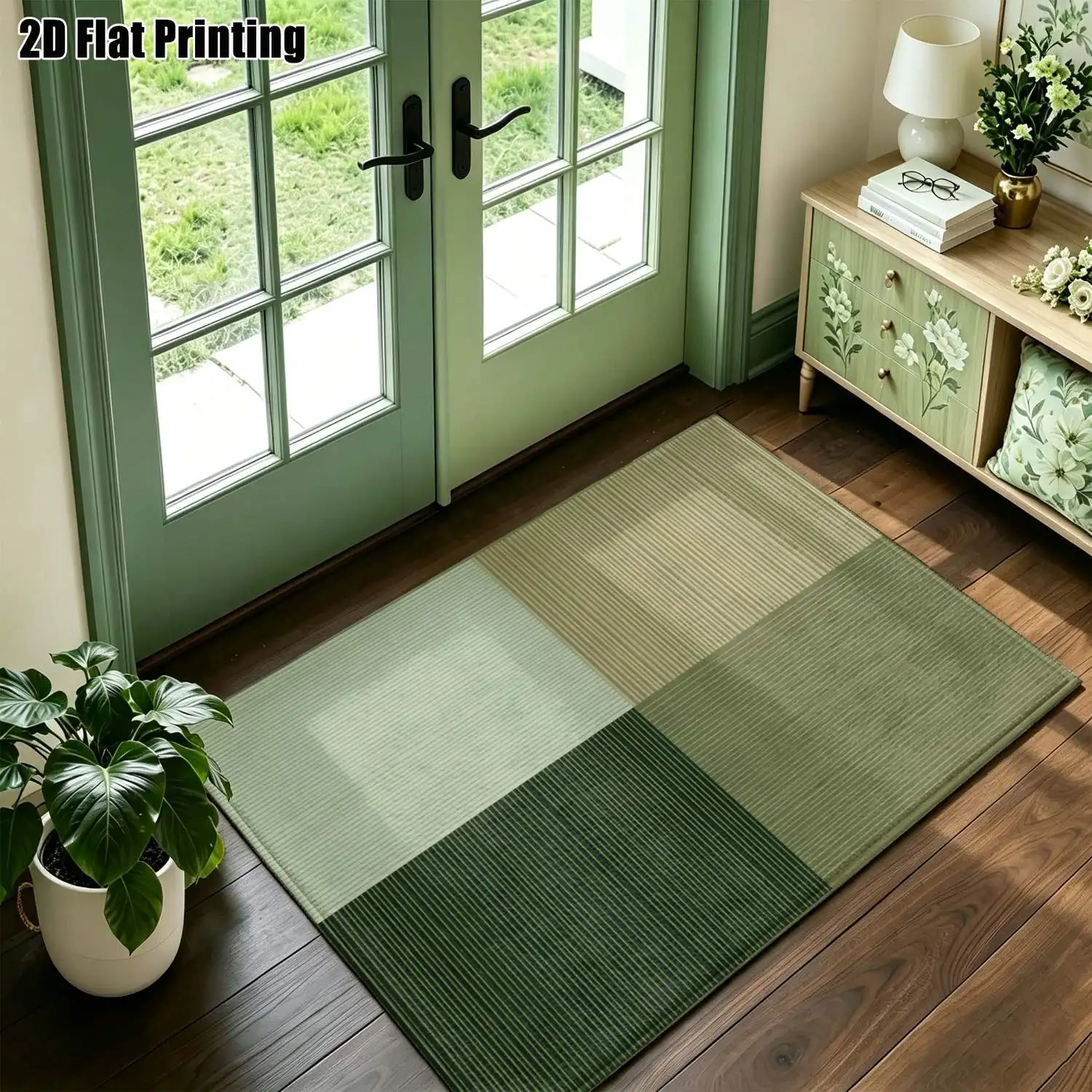 1Pc 2D Printed Carpet: 4-Color Striped Geometric Nordic/Instagram/Modern Minimalist/European Style Floor Mat, Home Decor, Multi-Size, Machine Washable, Suitable for Entrance, Dining Room, Foyer, Bedroom, Living Room