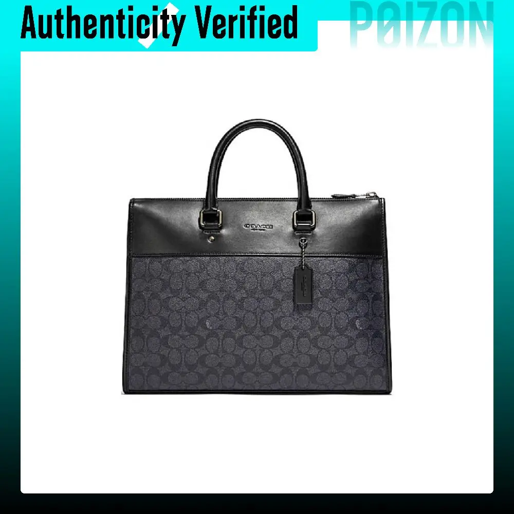 COACH Artificial Leather With Cow Leather Briefcases Large Men's Charcoal Black C2682-JICHR
