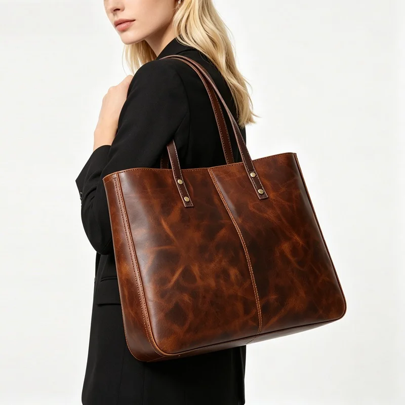 Leather Women's Bag Crossbody Bag Women's Large Capacity First Layer Cowhide Tote Bag Cross-border South East Asia Bag Women's