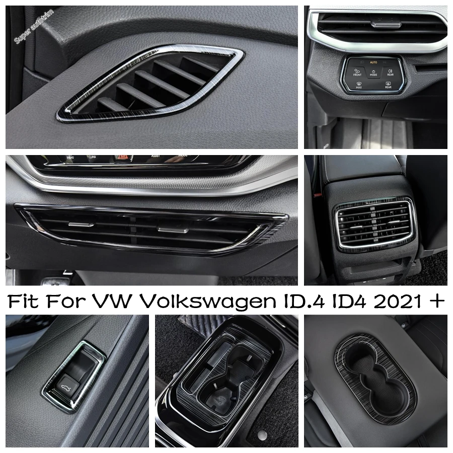 

Car Dashboard Air AC Vents / Water Cup Holder / Rear Trunk Button Cover Trim For VW Volkswagen ID.4 ID4 2021 - 2025 Accessories