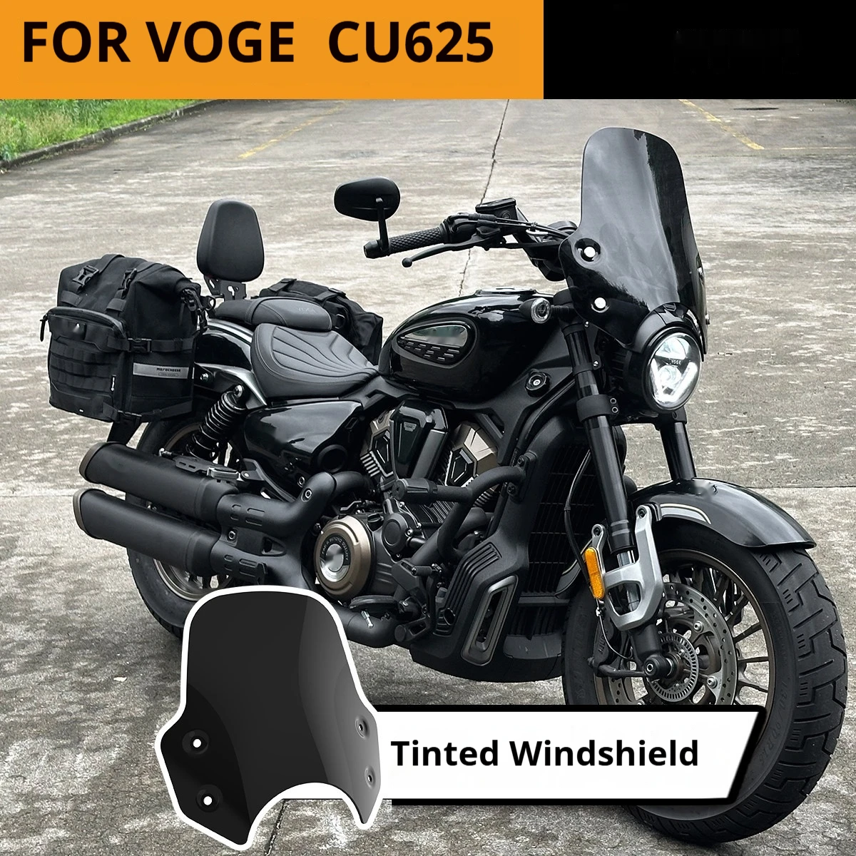 For Voge CU625 Taller Windshield 41cm Front Windscreen Smoked Tint No-Drill Accesorios Moto